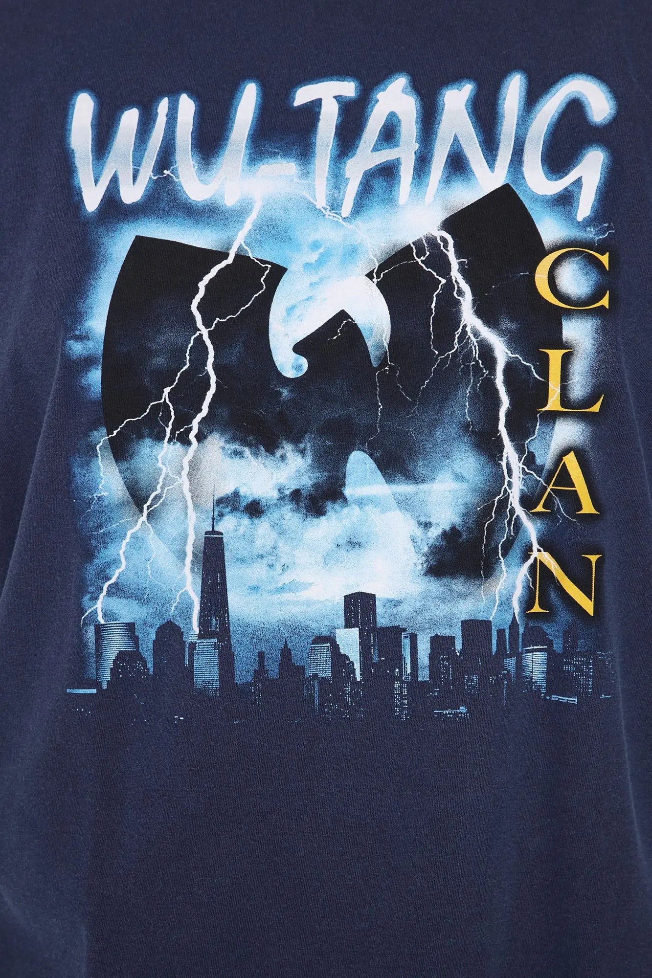 Wu Tang Lightning Vintage Wash Short Sleeve Tee - Navy Wash Fashion Nova
