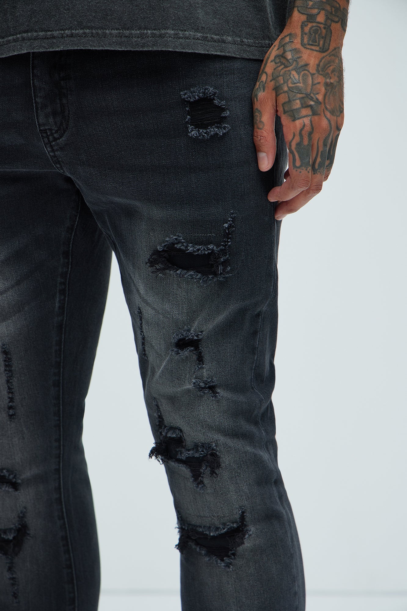 Through It Ripped Skinny Flared Jeans - Black Wash Fashion Nova