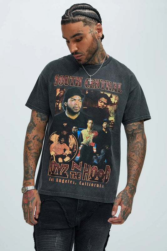 Boyz N The Hood South Central LA Oversized Short Sleeve Tee - Black Fashion Nova