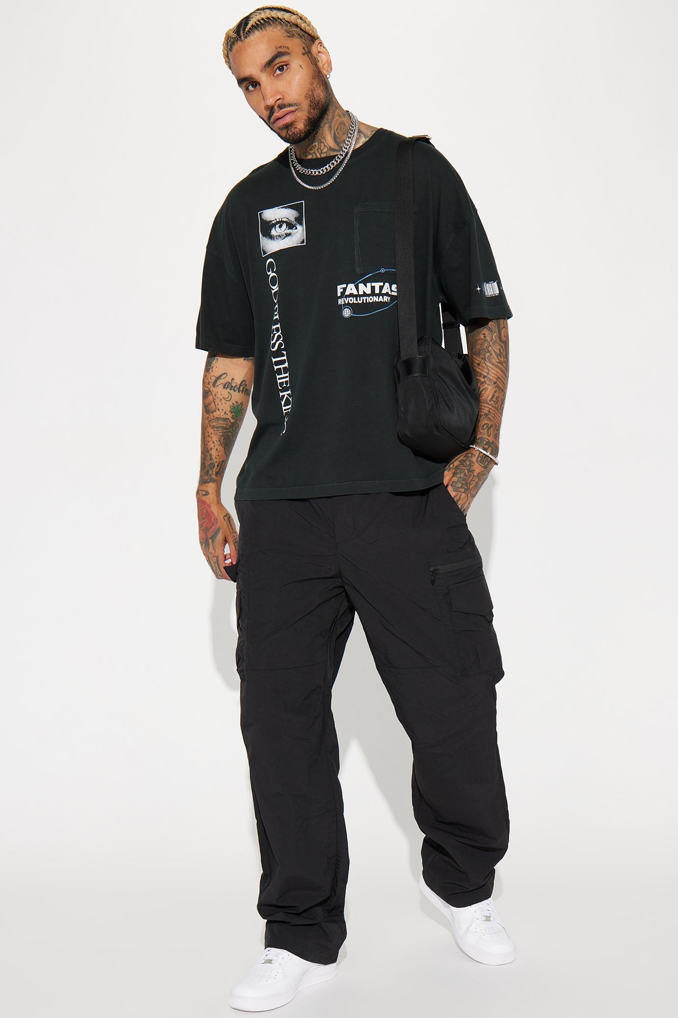 Echo Nylon Straight Cargo Pants - Black Fashion Nova