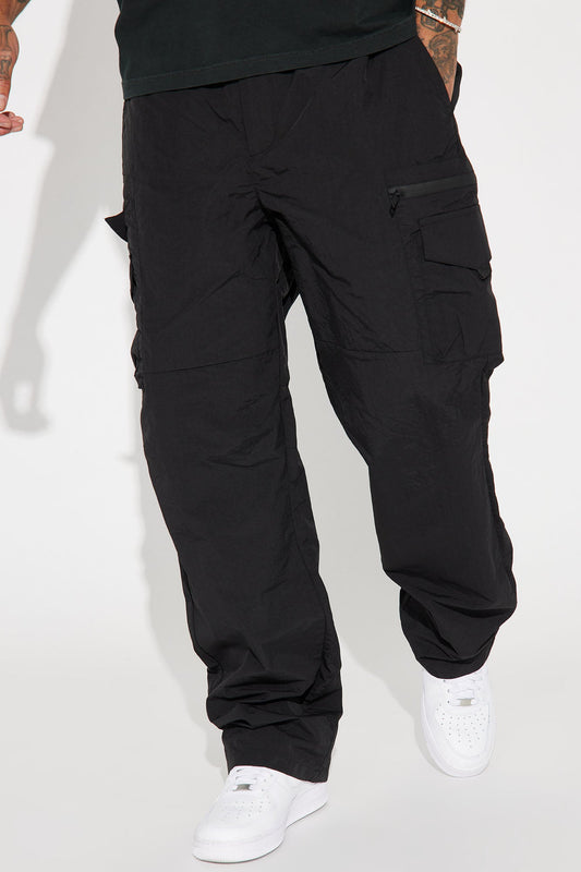 Echo Nylon Straight Cargo Pants - Black Fashion Nova