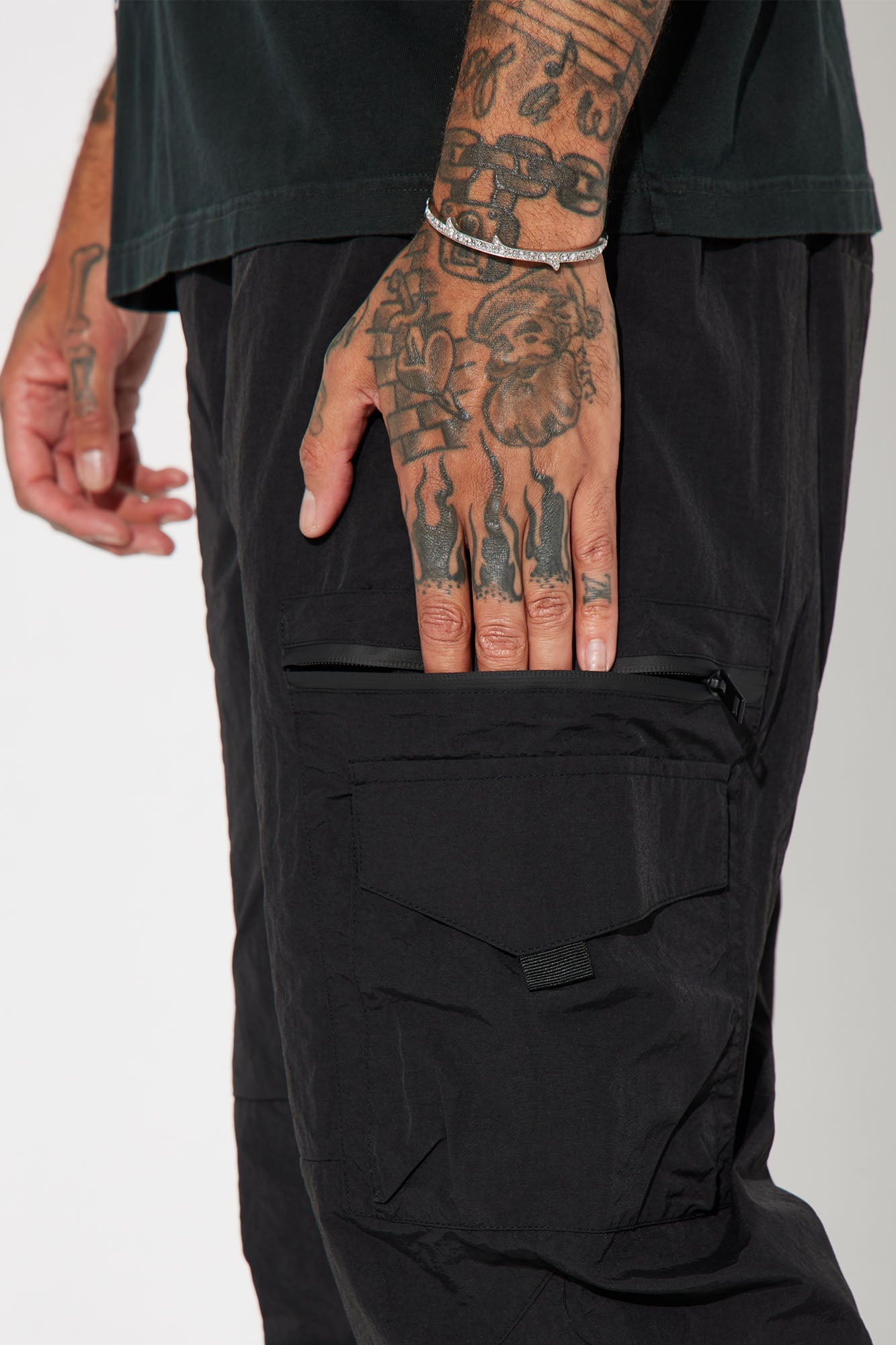 Echo Nylon Straight Cargo Pants - Black Fashion Nova