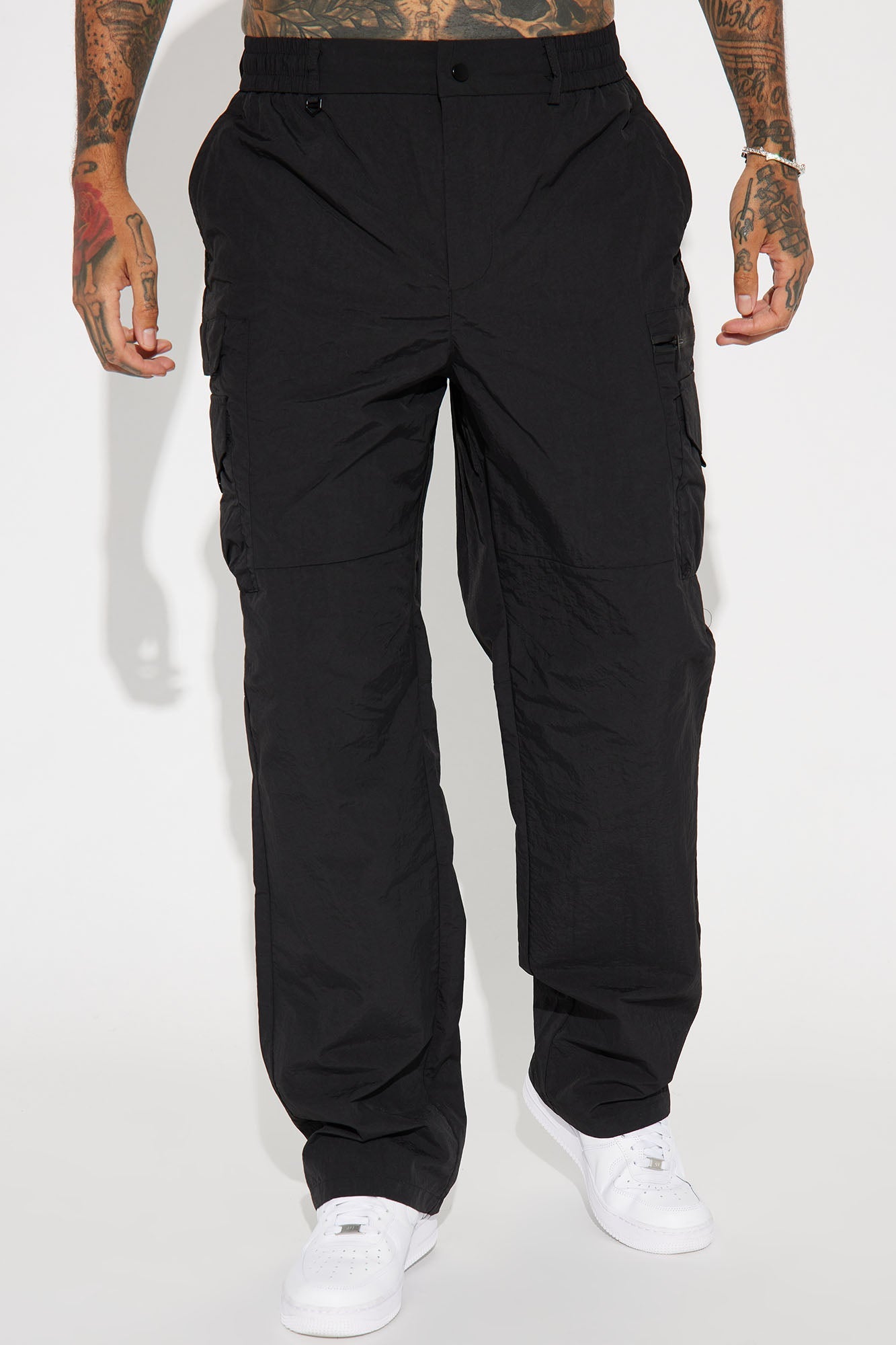 Echo Nylon Straight Cargo Pants - Black Fashion Nova