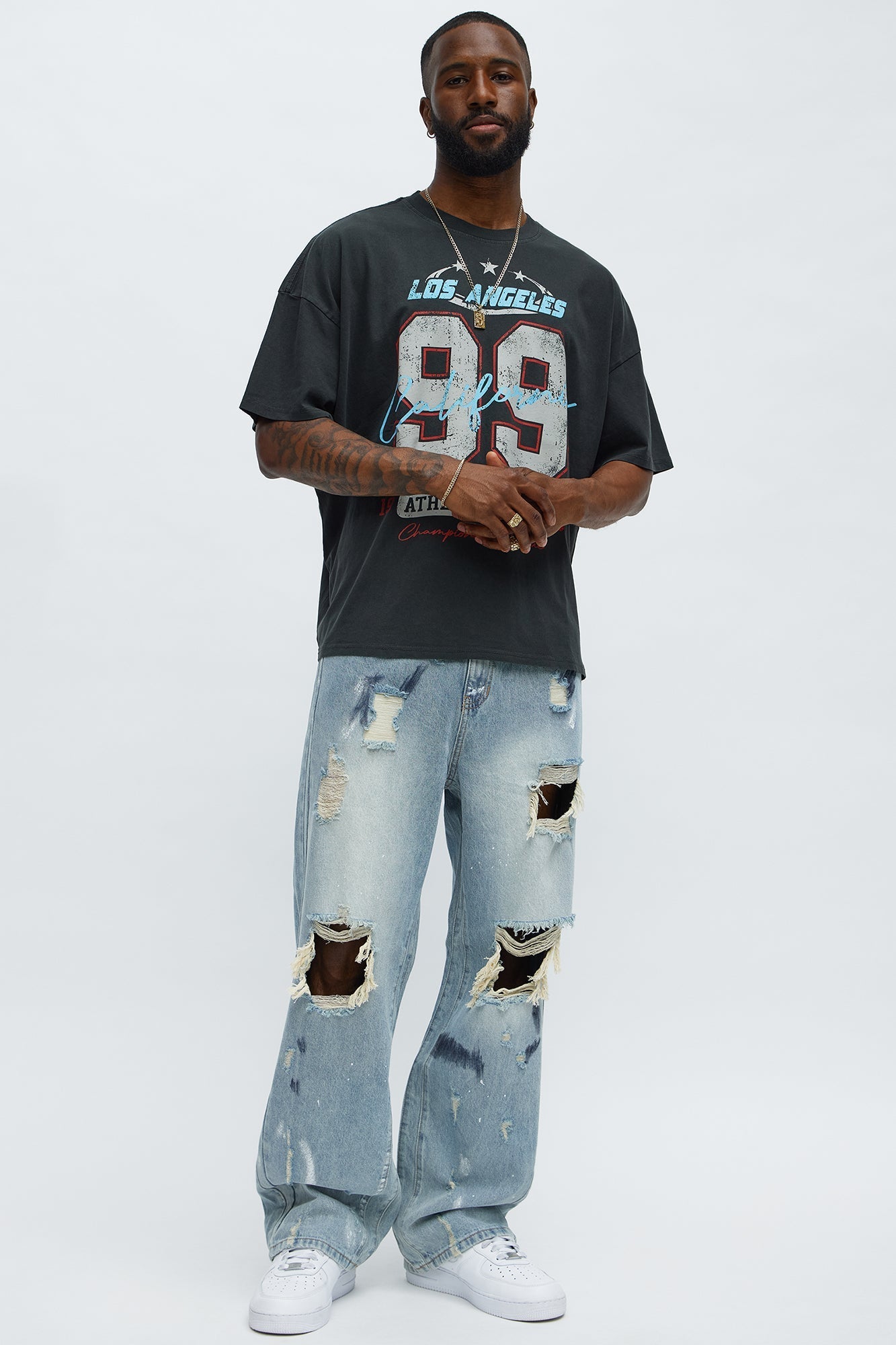 LA Athletics Team 99 Oversized Short Sleeve Tee - Black Wash Fashion Nova