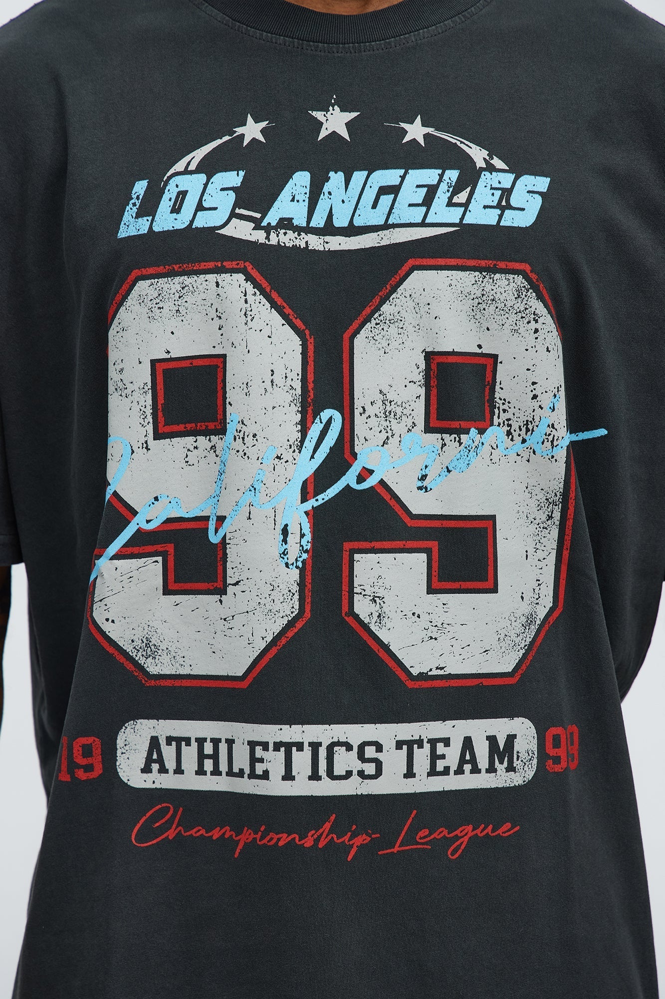 LA Athletics Team 99 Oversized Short Sleeve Tee - Black Wash Fashion Nova