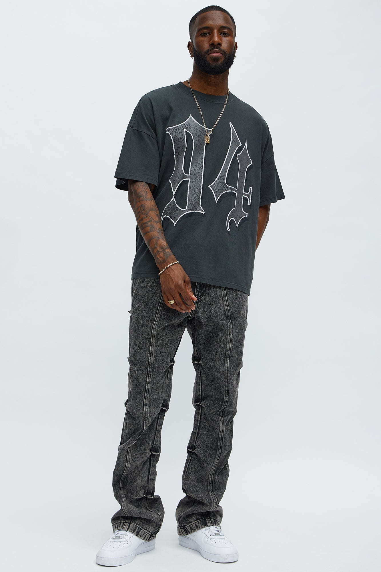 94 Till Infinity Oversized Short Sleeve Tee - Black Wash Fashion Nova