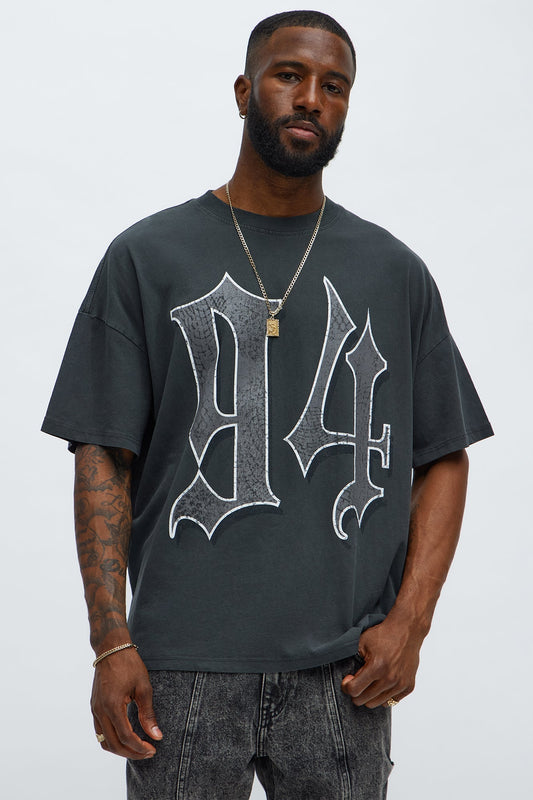 94 Till Infinity Oversized Short Sleeve Tee - Black Wash Fashion Nova