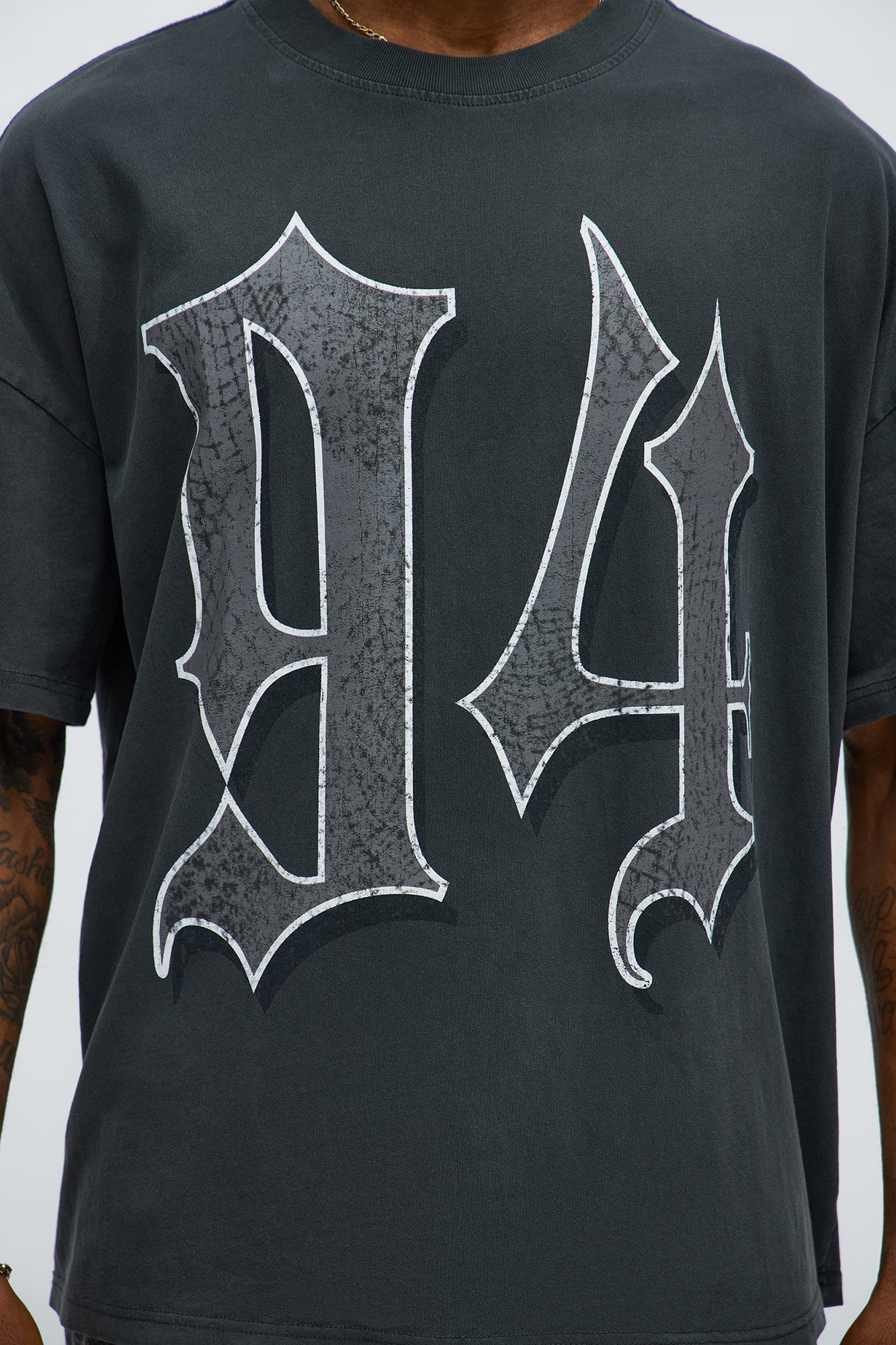 94 Till Infinity Oversized Short Sleeve Tee - Black Wash Fashion Nova