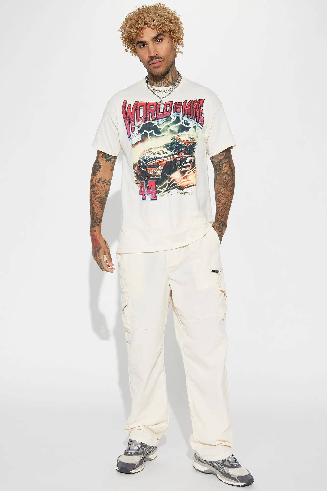 World Is Mine 44 Short Sleeve Tee - Off White Fashion Nova