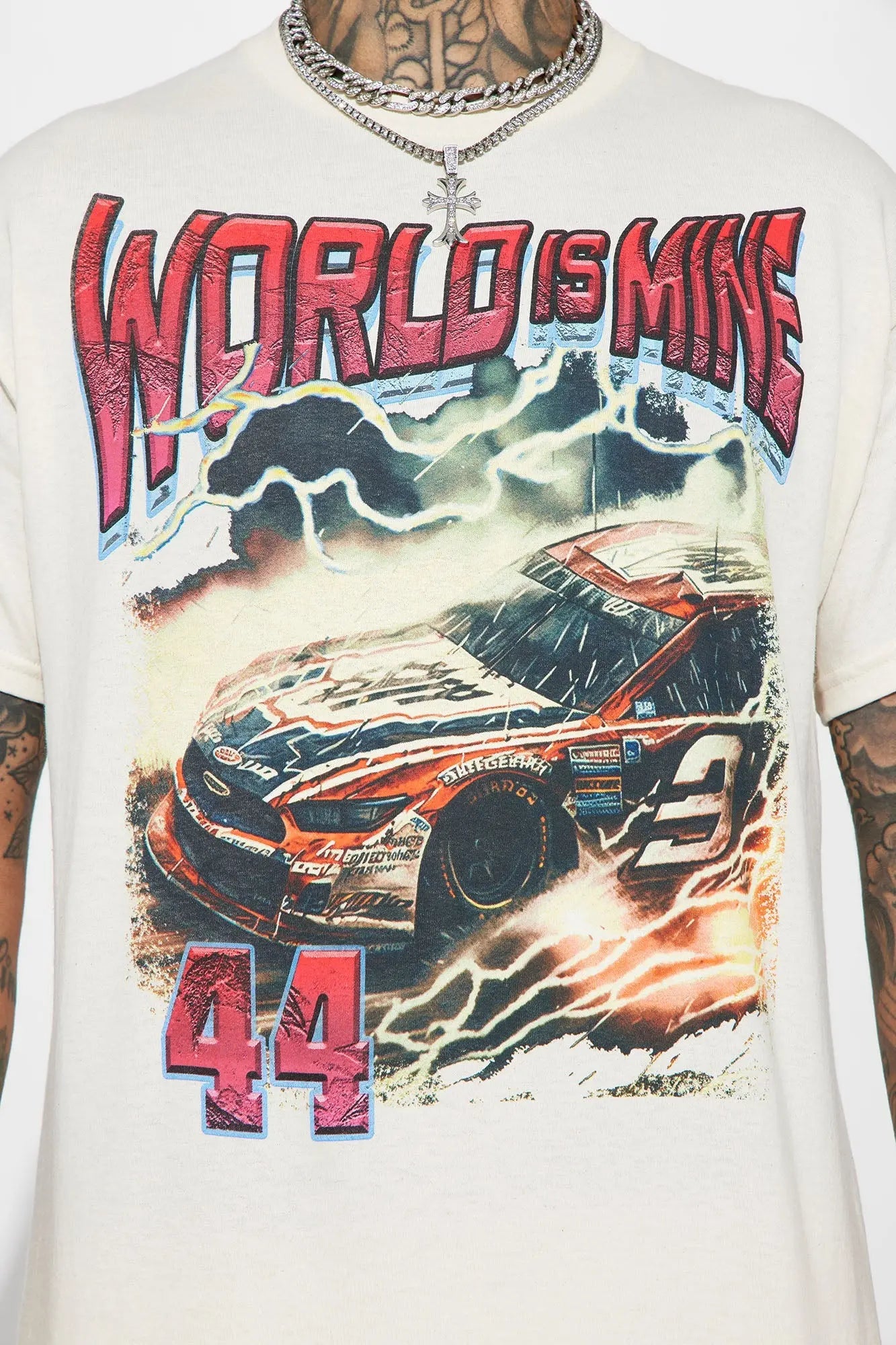 World Is Mine 44 Short Sleeve Tee - Off White Fashion Nova