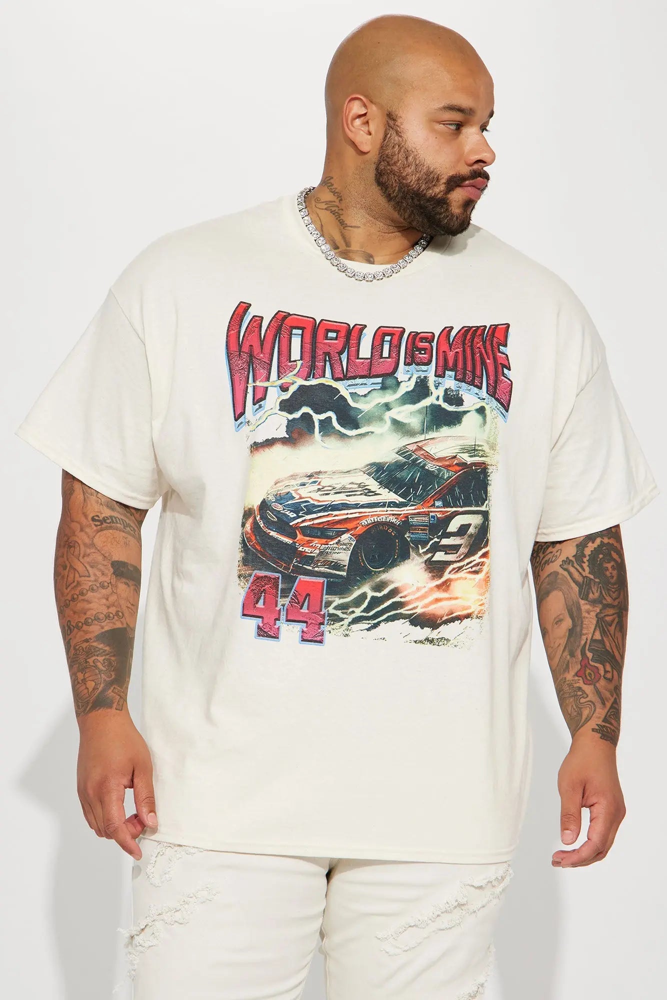 World Is Mine 44 Short Sleeve Tee - Off White Fashion Nova