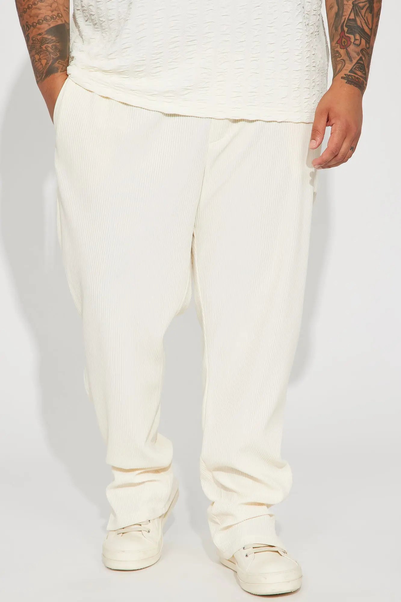 Show Up Slim Slit Pants - Off White Fashion Nova