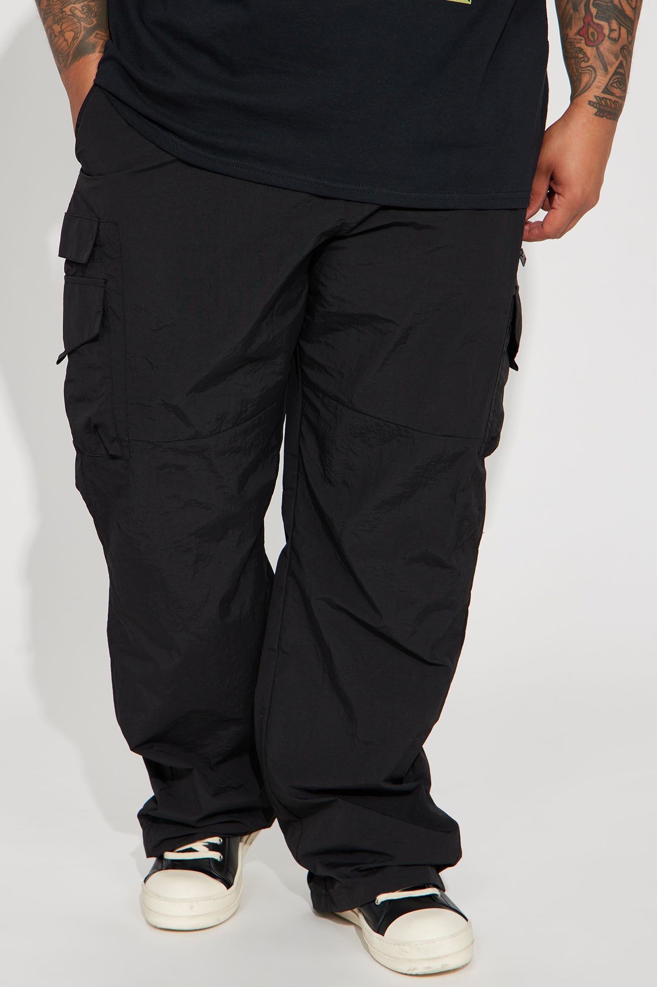 Echo Nylon Straight Cargo Pants - Black Fashion Nova