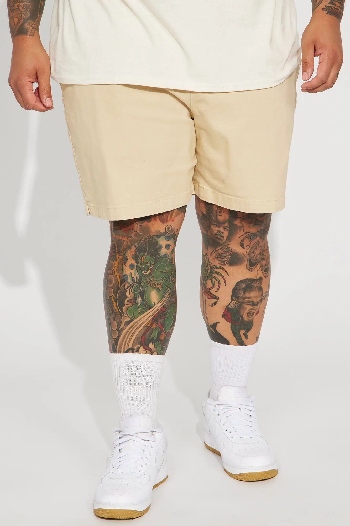 Twill Volley Shorts - Khaki Fashion Nova