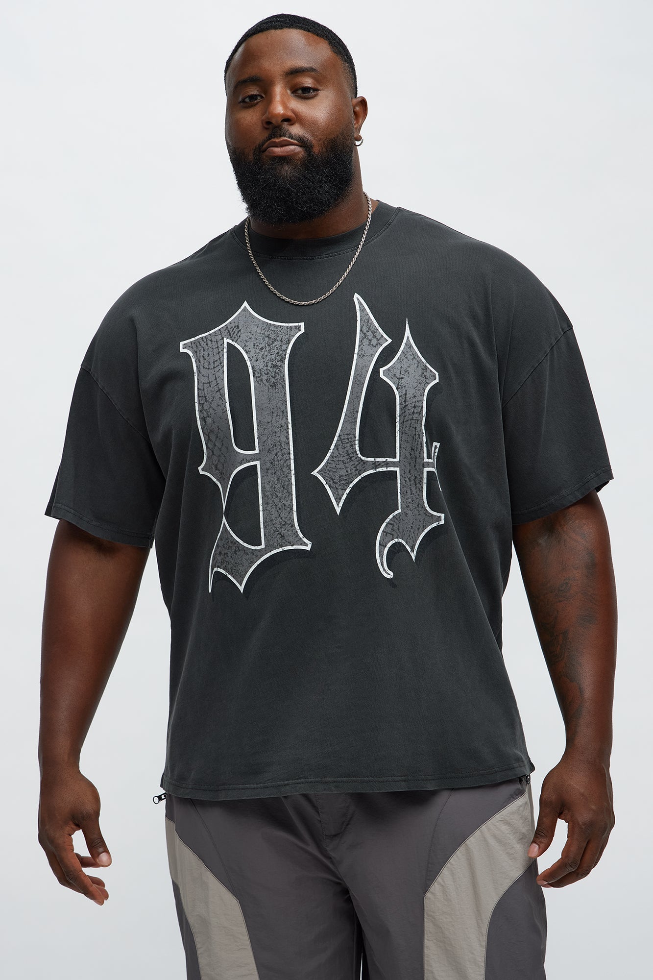 94 Till Infinity Oversized Short Sleeve Tee - Black Wash Fashion Nova
