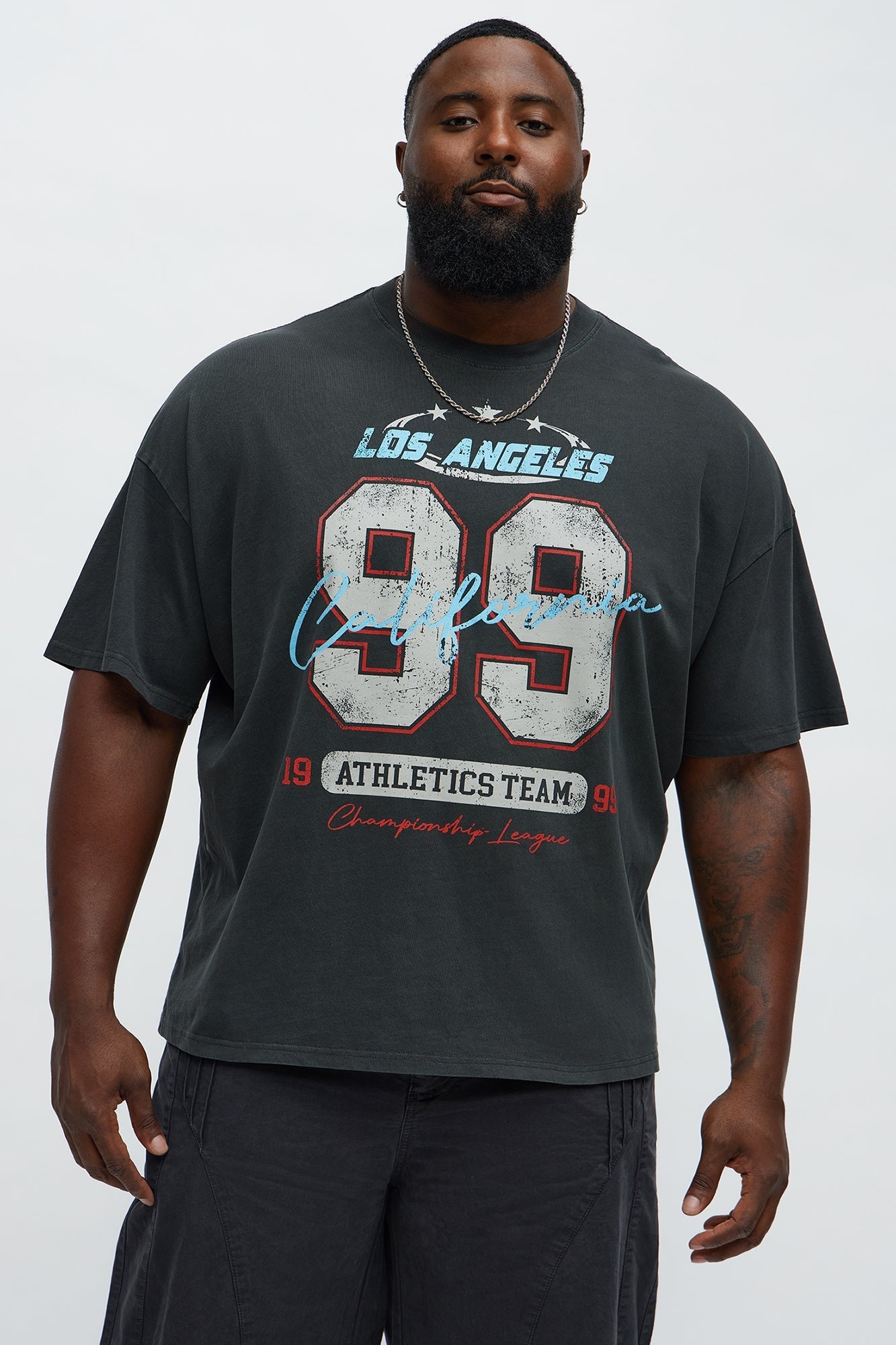 LA Athletics Team 99 Oversized Short Sleeve Tee - Black Wash Fashion Nova