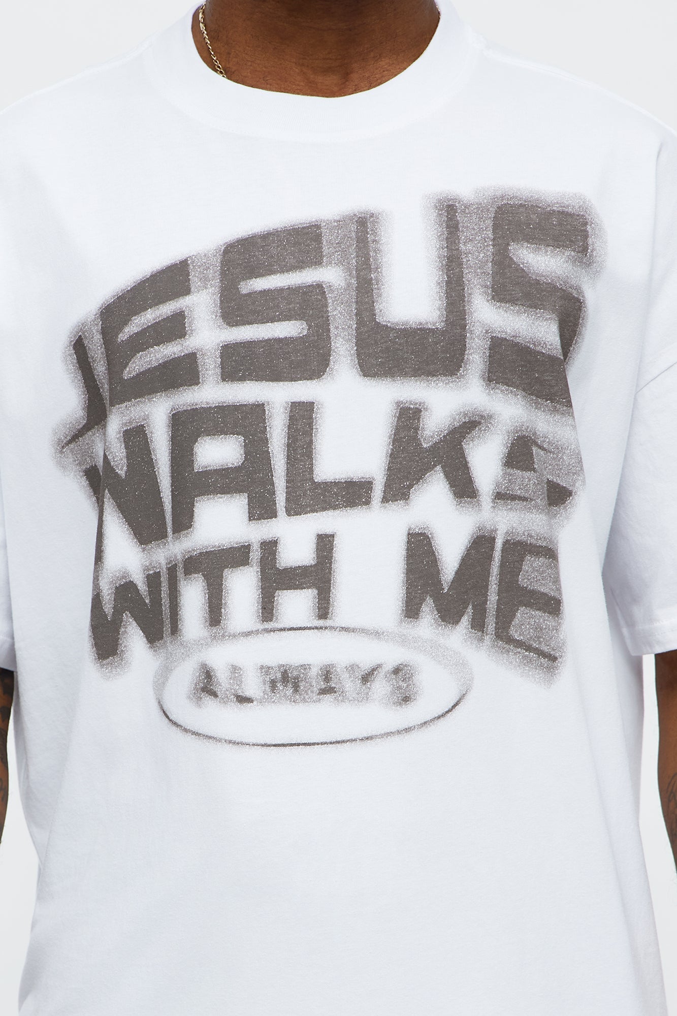 Jesus Walks With Me Always Oversized Short Sleeve Tee - White Fashion Nova