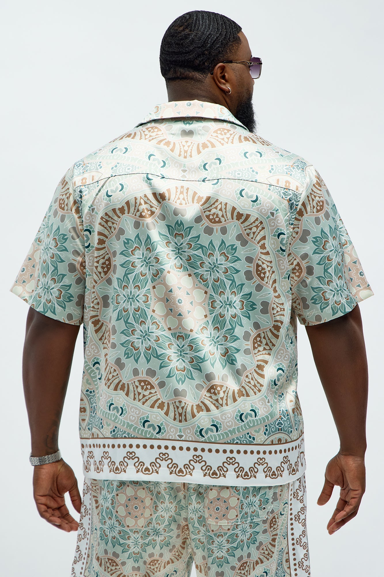 Green Love Button Up Shirt - Sage/combo Fashion Nova