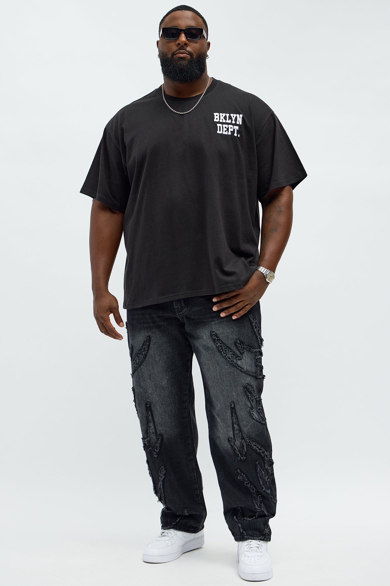 Relaxed Straight Rugged Fray Jeans - Black Wash Fashion Nova