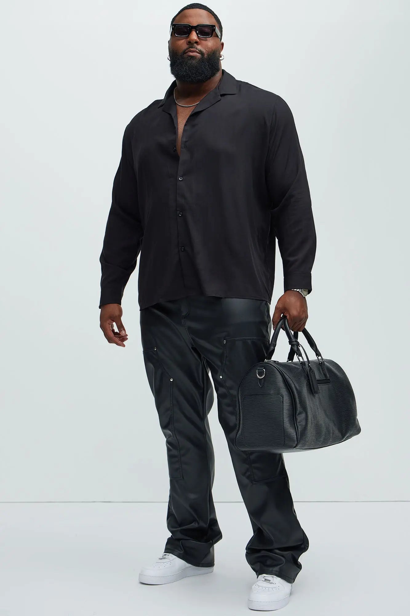 Dawson Relaxed Long Sleeve Button Up Shirt - Black Fashion Nova