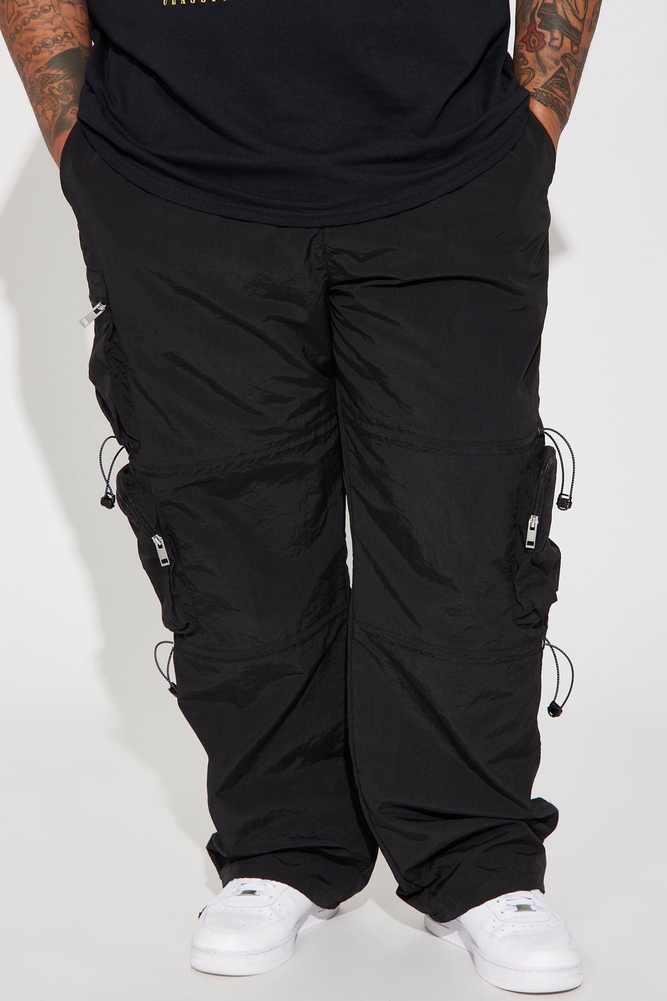 Act Like Homie Nylon Drawstring Cargo Pants - Black Fashion Nova