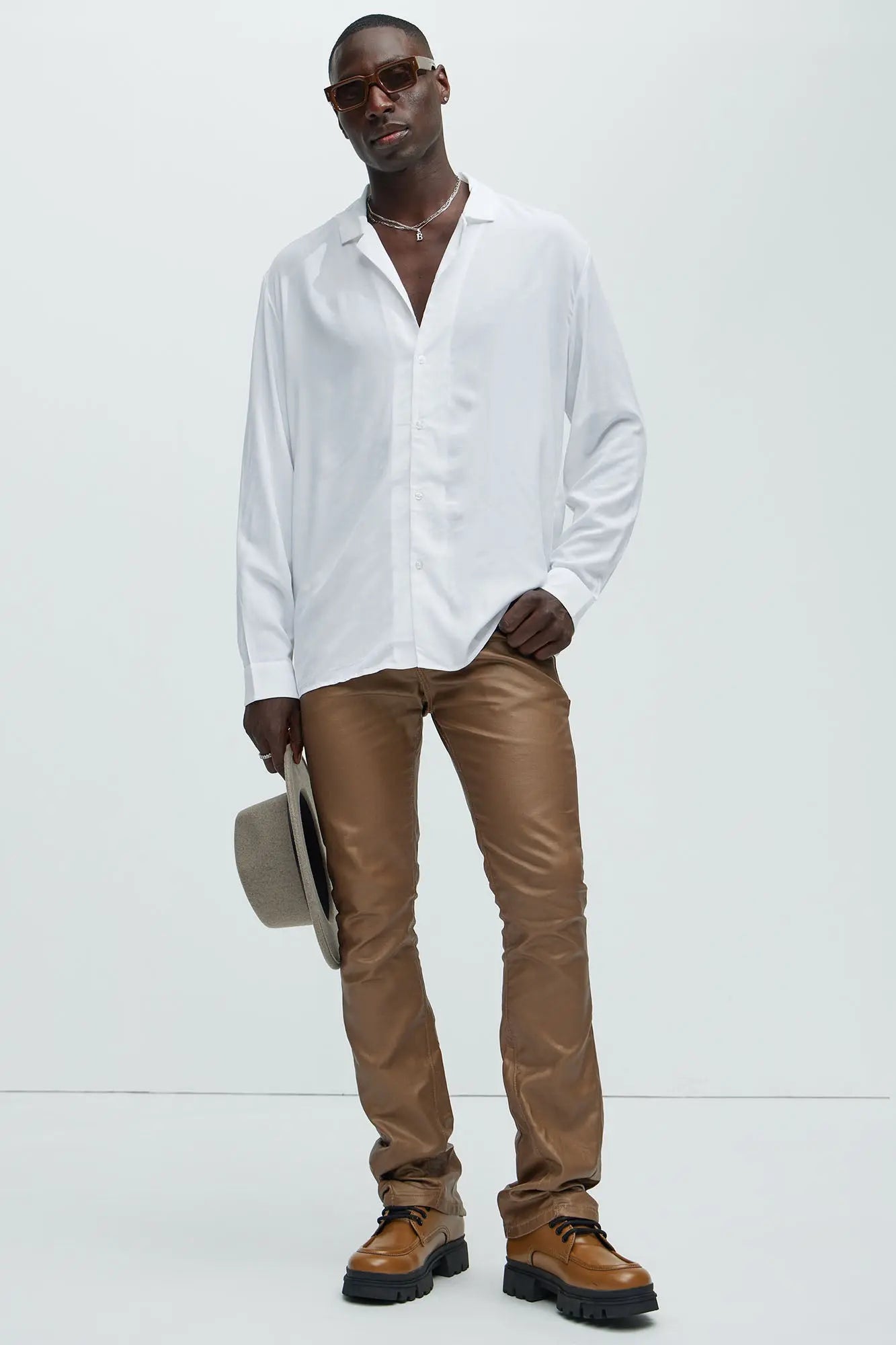Dawson Relaxed Long Sleeve Button Up Shirt - White Fashion Nova
