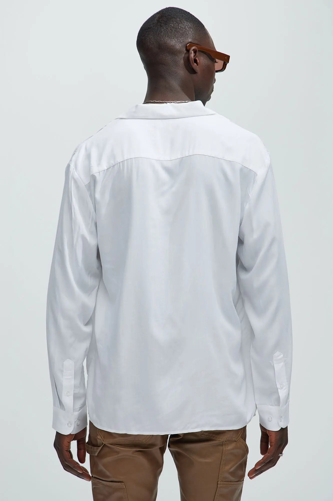 Dawson Relaxed Long Sleeve Button Up Shirt - White Fashion Nova