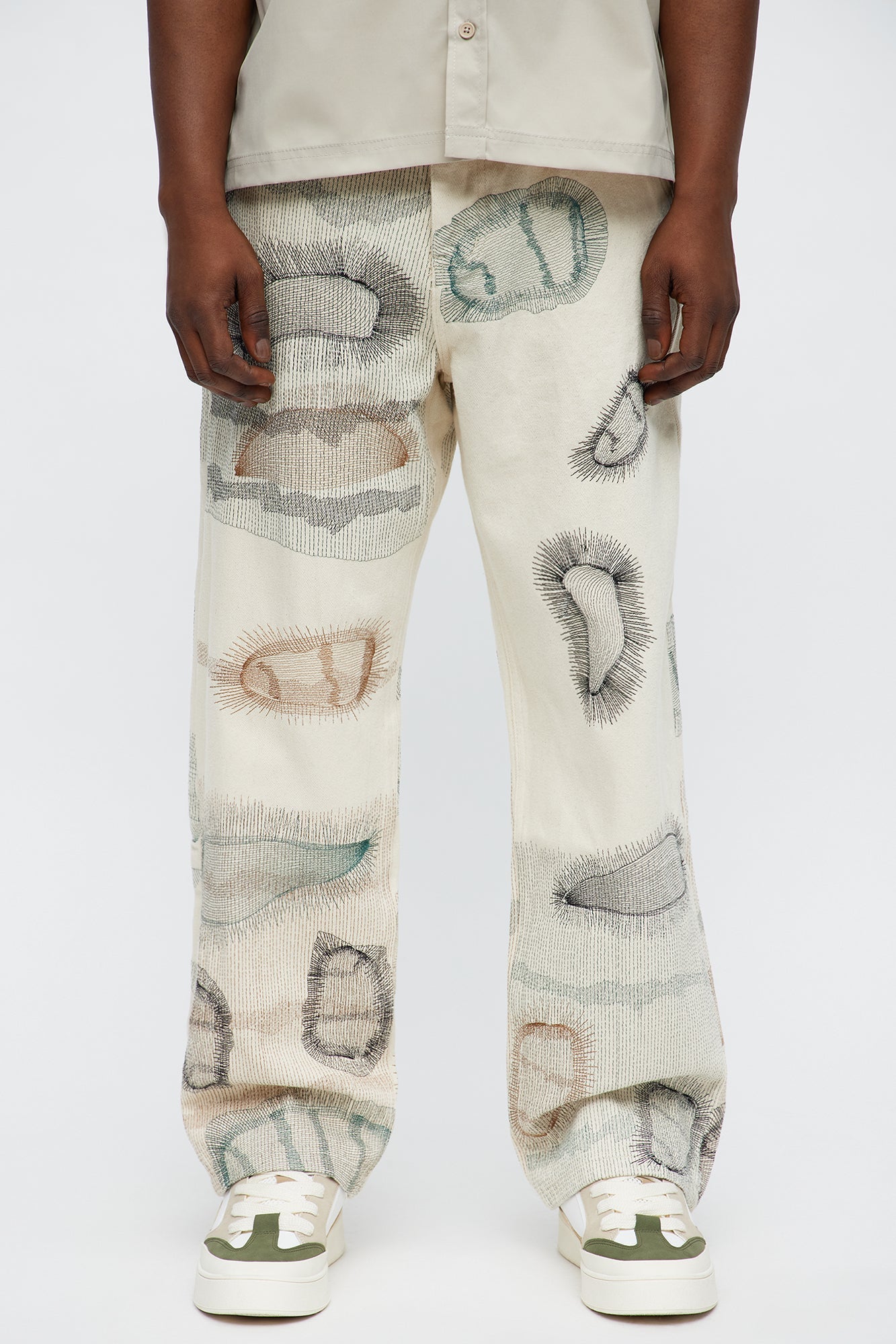 Century Repaired Baggy Jeans - Off White Fashion Nova