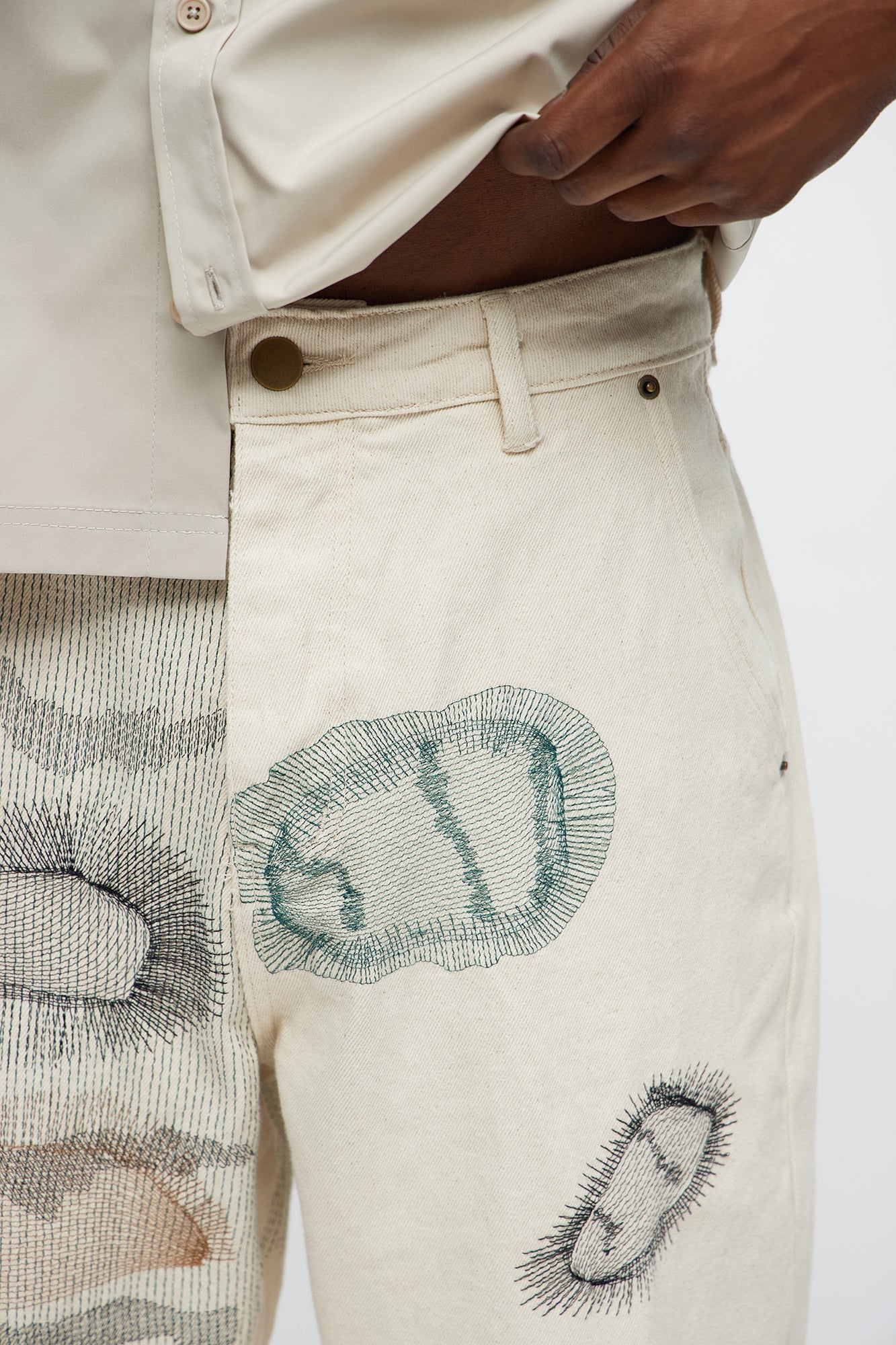 Century Repaired Baggy Jeans - Off White Fashion Nova
