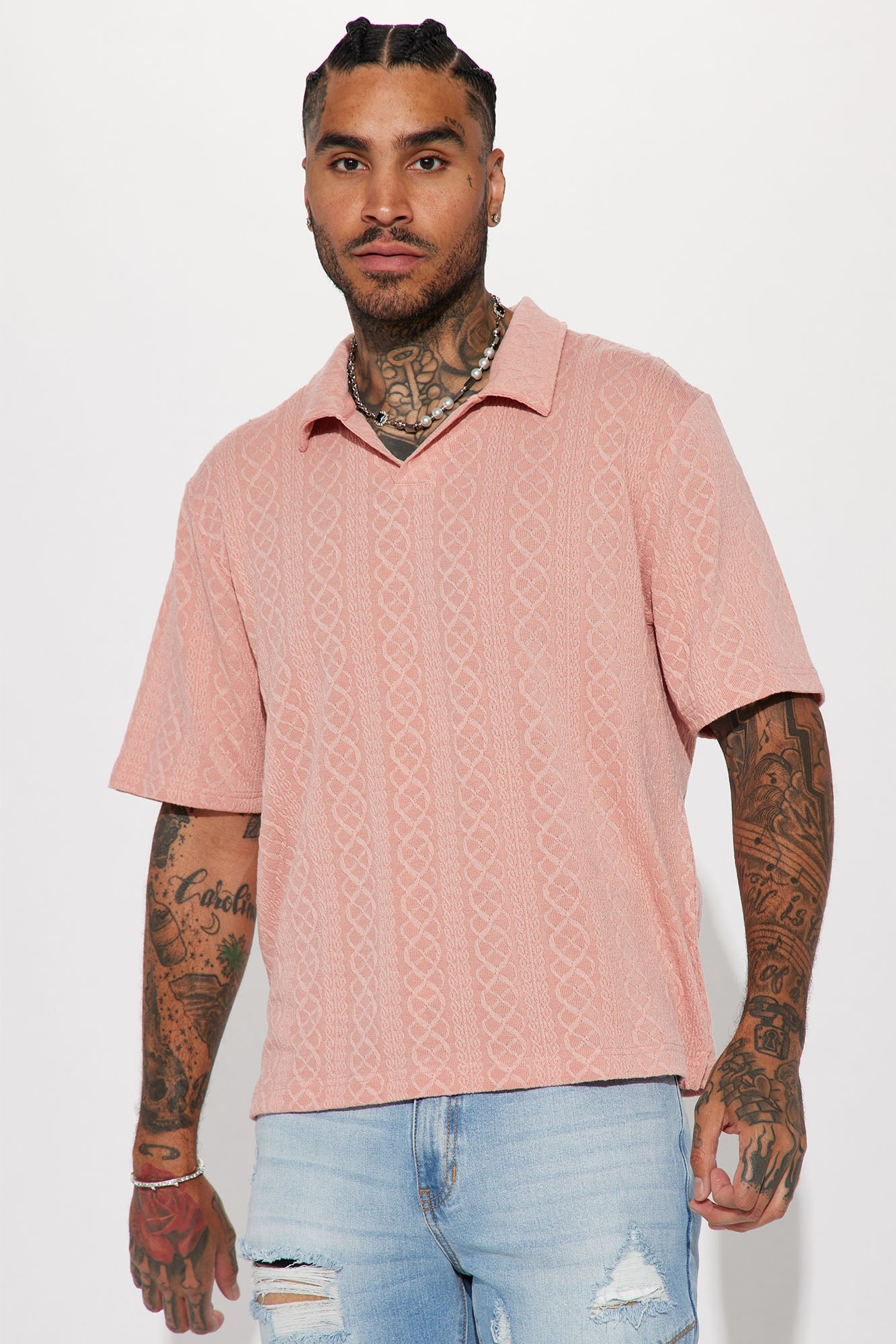 Zig Zag Road Short Sleeve Polo - Mauve Fashion Nova