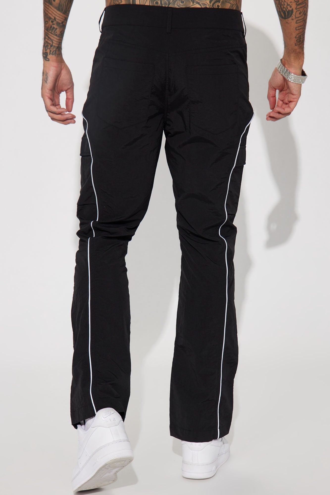 Shake It Down Nylon Stacked Slim Flare Pants - Black Fashion Nova