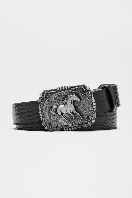 Buckle Up Western Belt - Black Fashion Nova