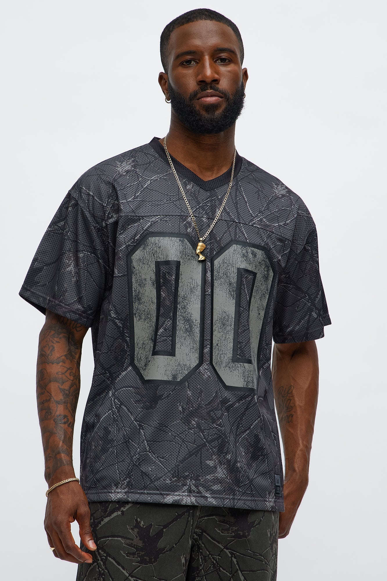 Short Sleeve Camo Jersey - Black Fashion Nova