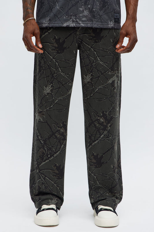 Straight Woodland Mirage Carpenter Pants - Black Wash Fashion Nova