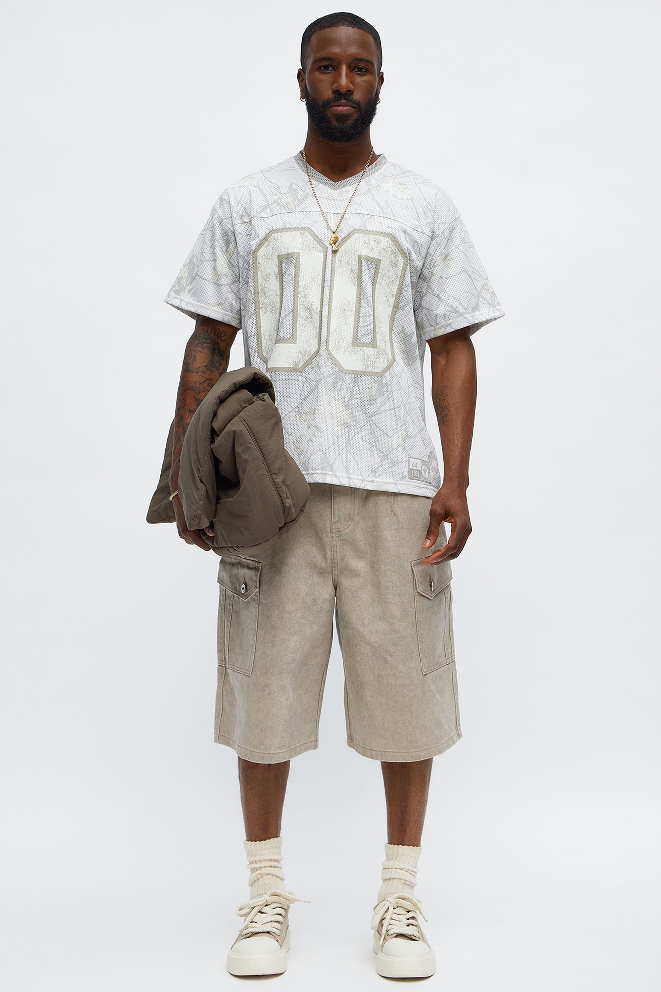 Short Sleeve Camo Jersey - Cream Fashion Nova