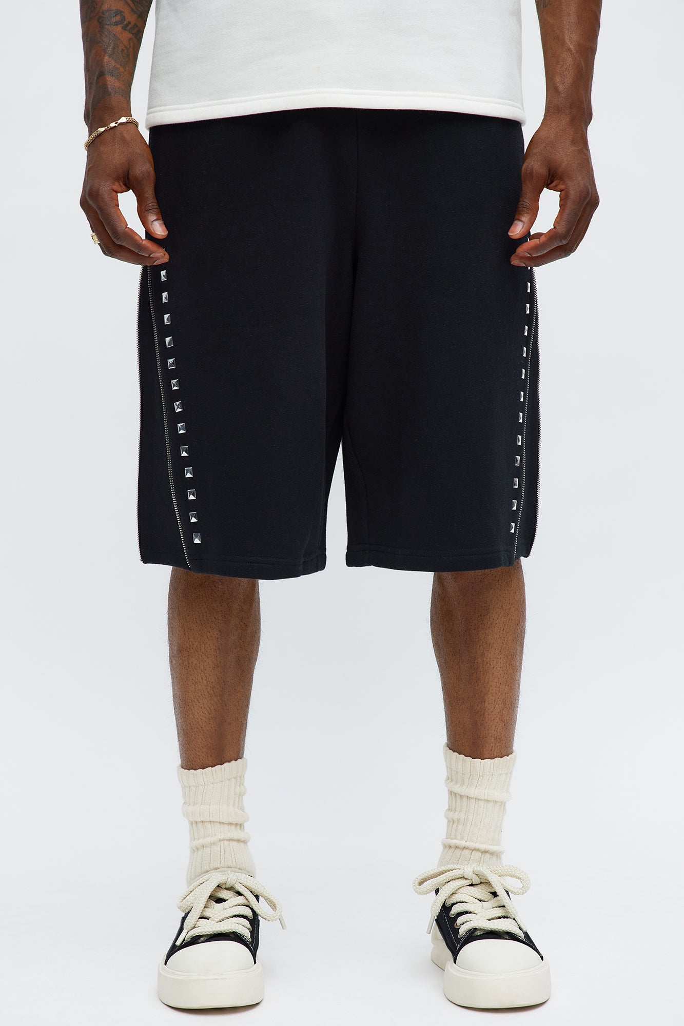 Tyson Baggy Sleaze Studded Shorts - Black Fashion Nova