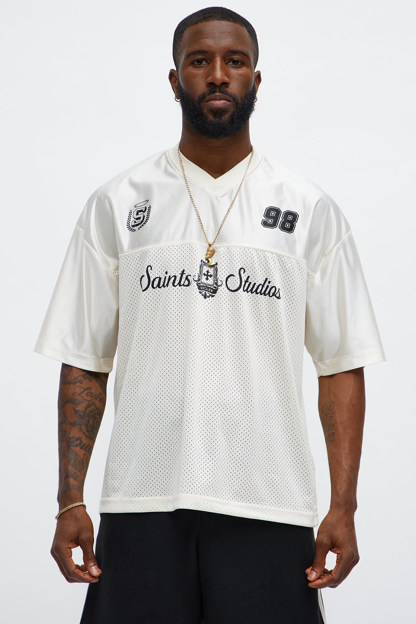 Saints Studios Short Sleeve Soccer Jersey - Off White/combo Fashion Nova