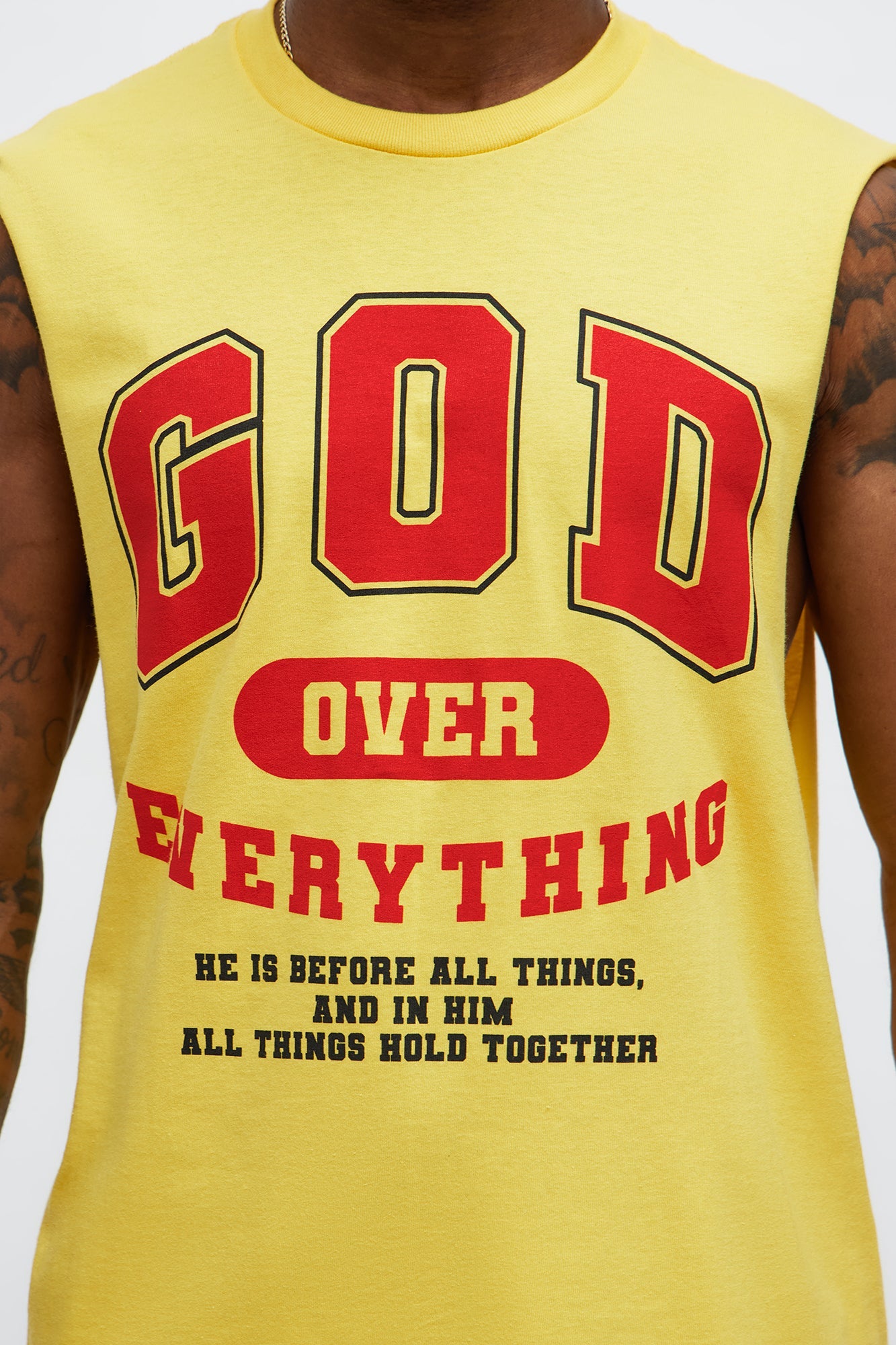 God Over Everything Muscle Tee - Yellow Fashion Nova