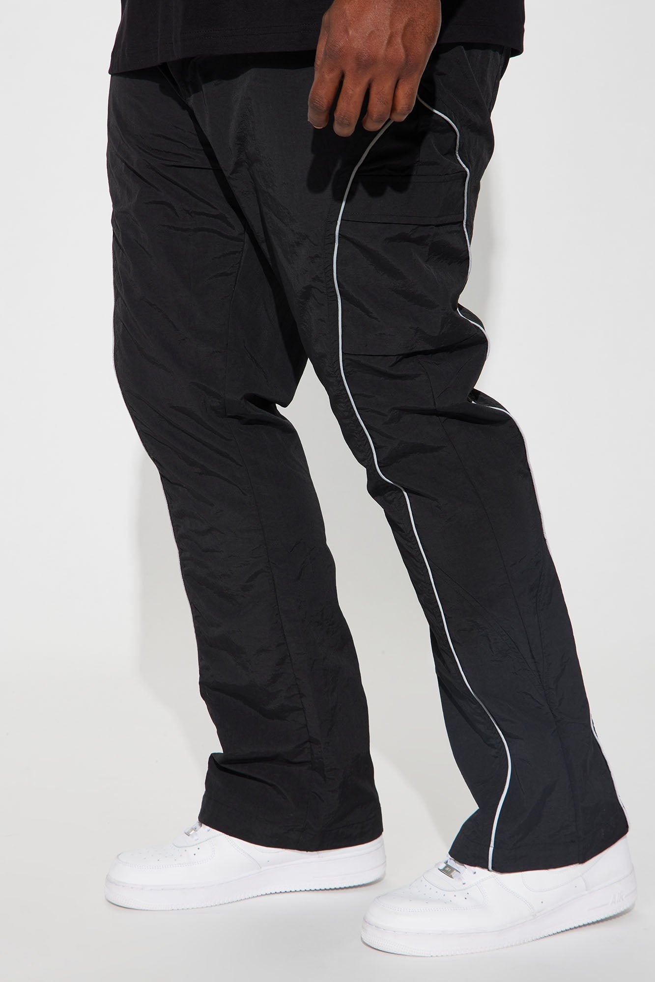 Shake It Down Nylon Stacked Slim Flare Pants - Black Fashion Nova