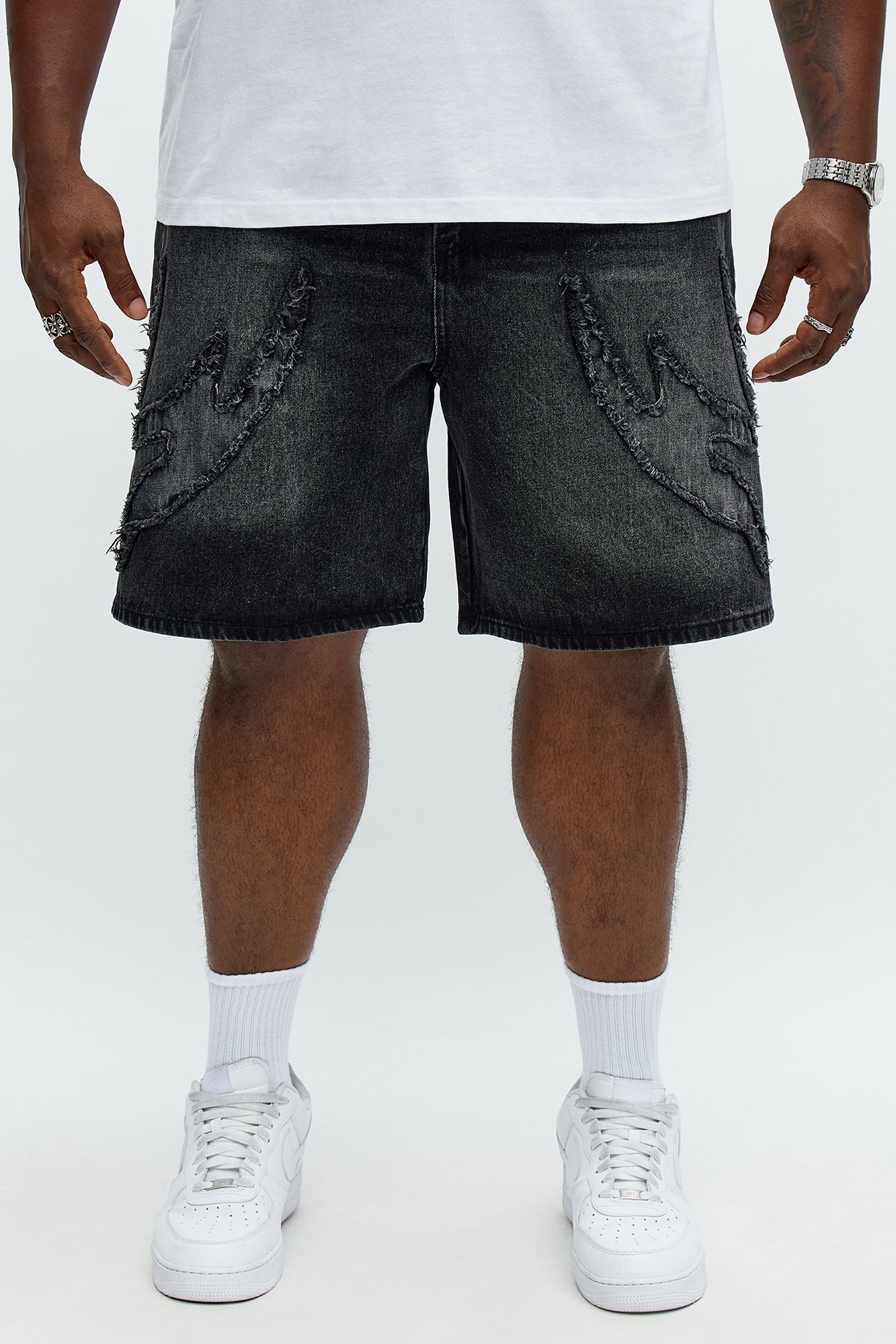 Relaxed Rugged Fray Denim Shorts - Black Wash Fashion Nova
