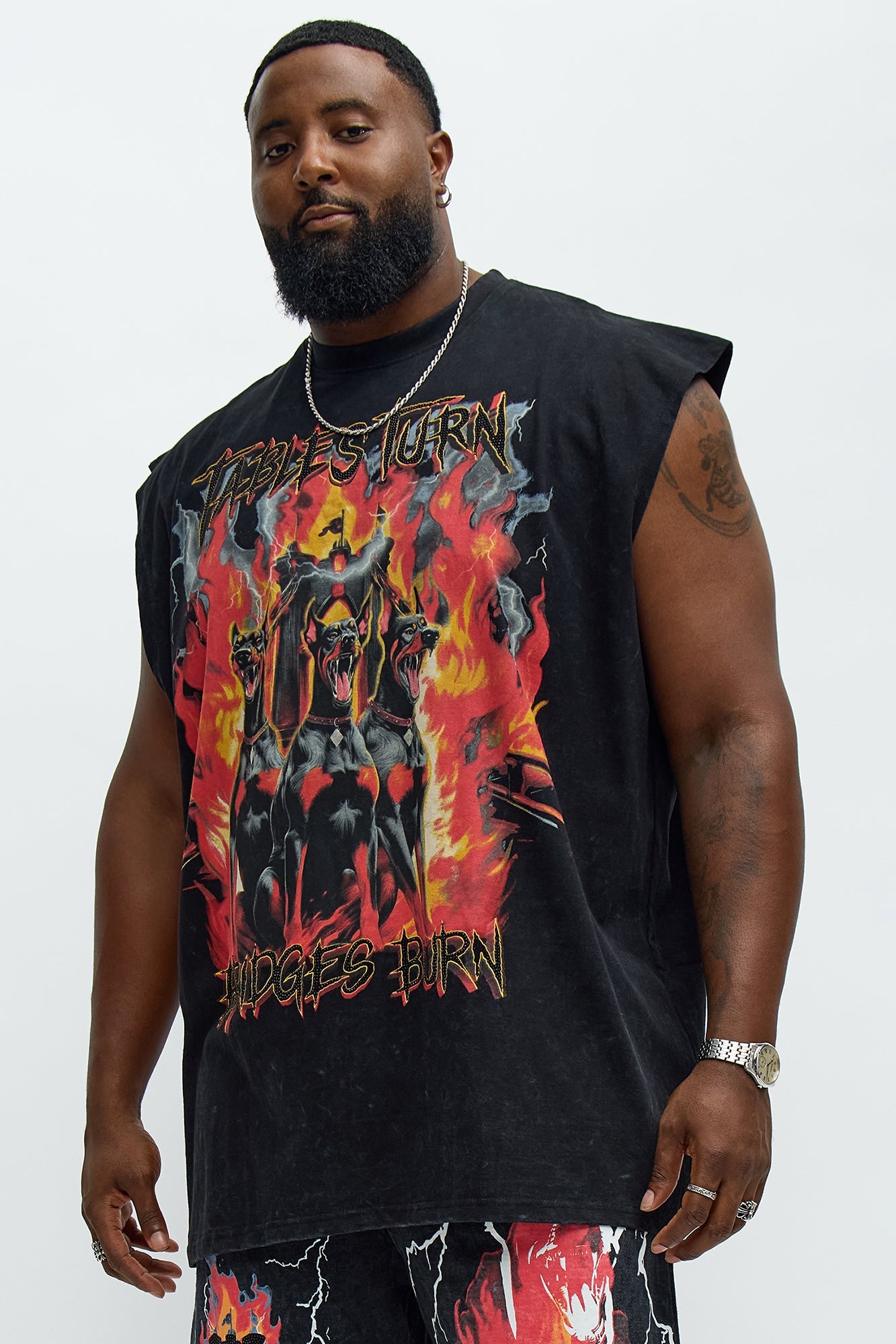 Bridges Burn Muscle Tee - Black Fashion Nova