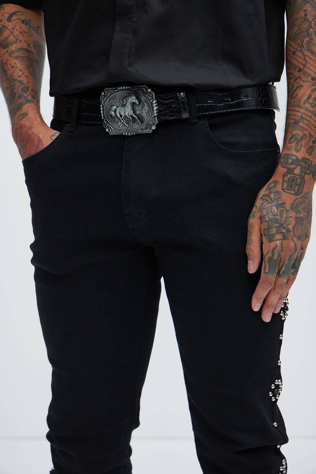 Buckle Up Western Belt - Black Fashion Nova