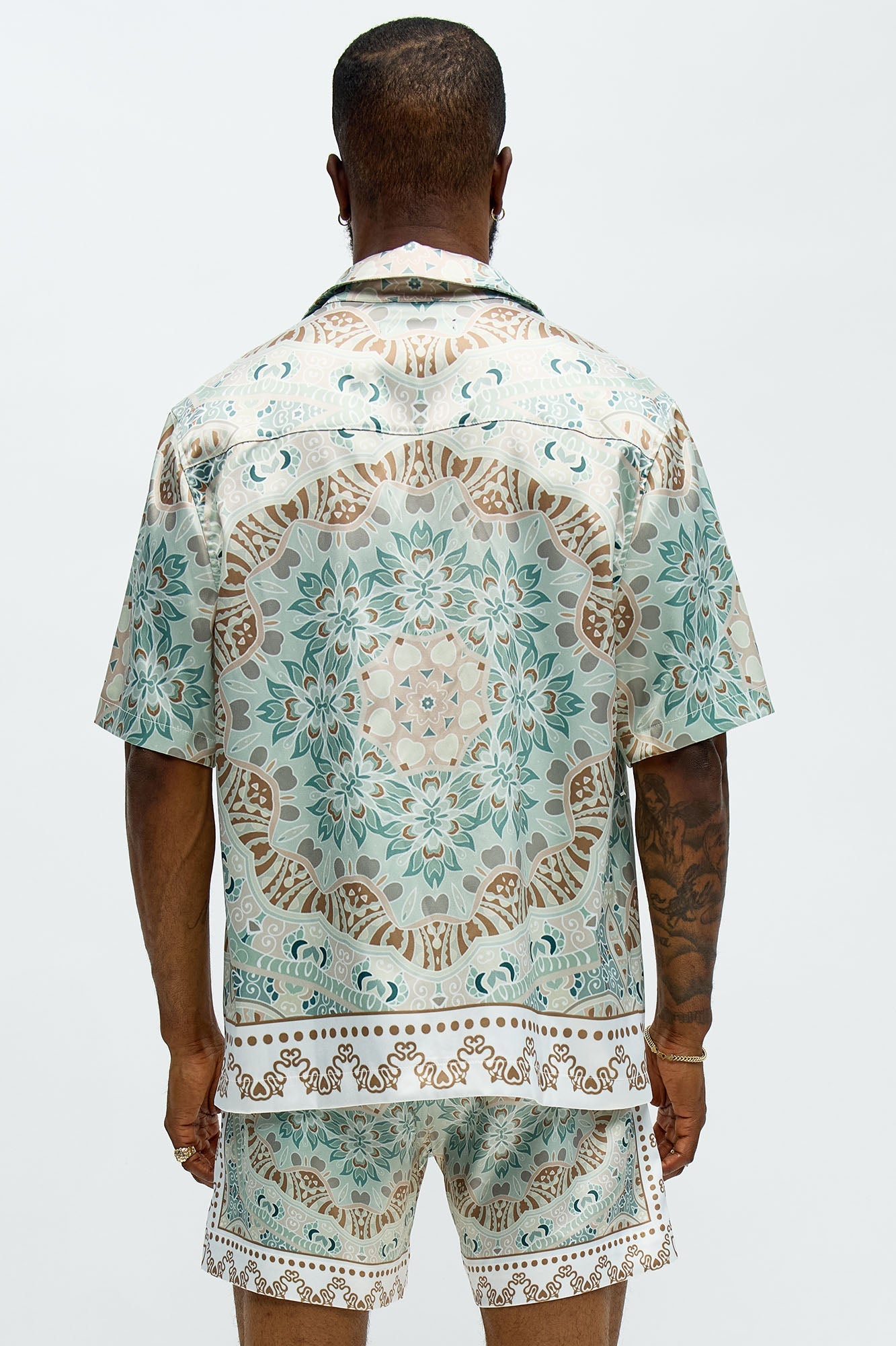 Green Love Button Up Shirt - Sage/combo Fashion Nova