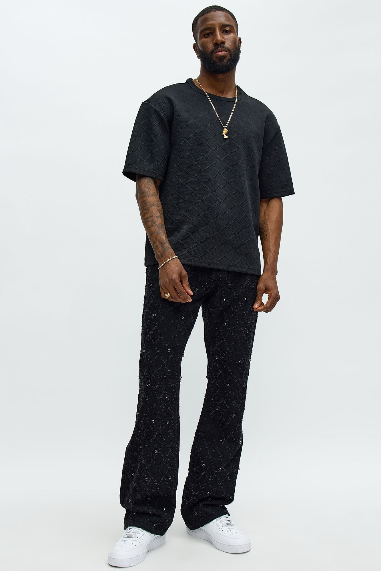 Lingo Textured Relaxed Tee - Black Fashion Nova