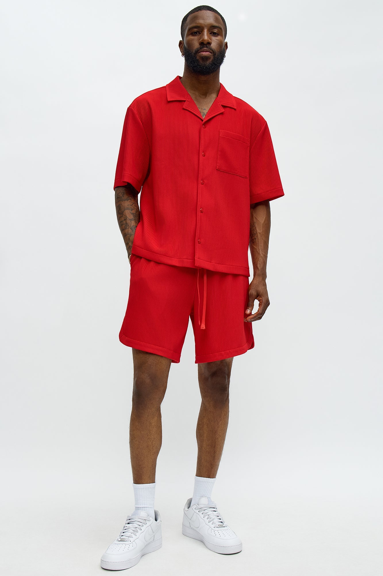 Show Up Basketball Short - Red Fashion Nova
