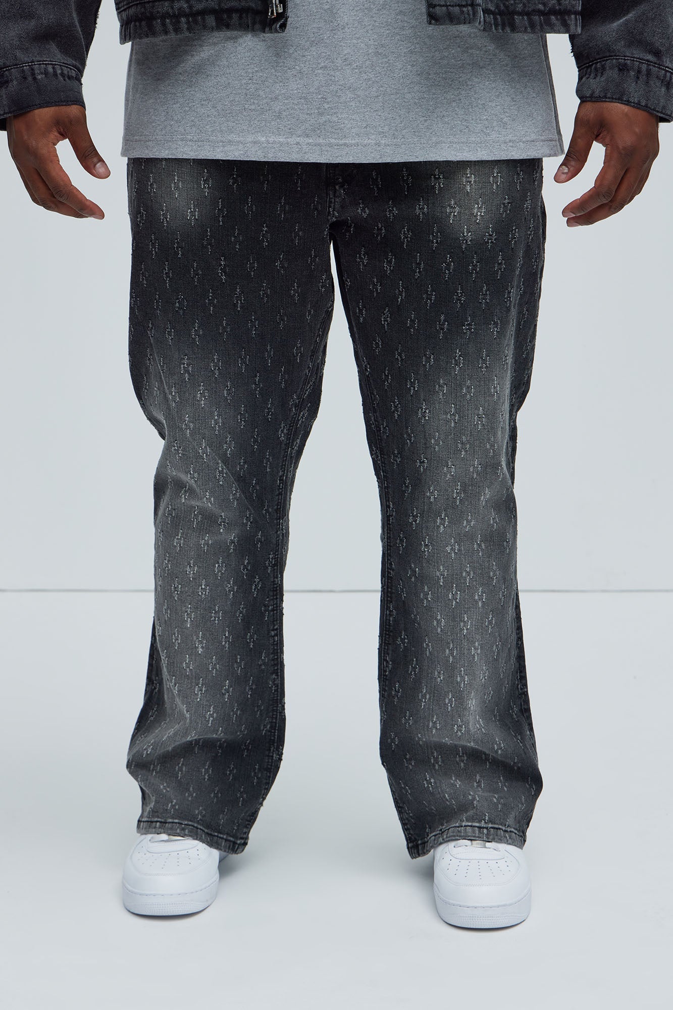 Drilled Slim Stacked Flare Jeans - Black Wash Fashion Nova