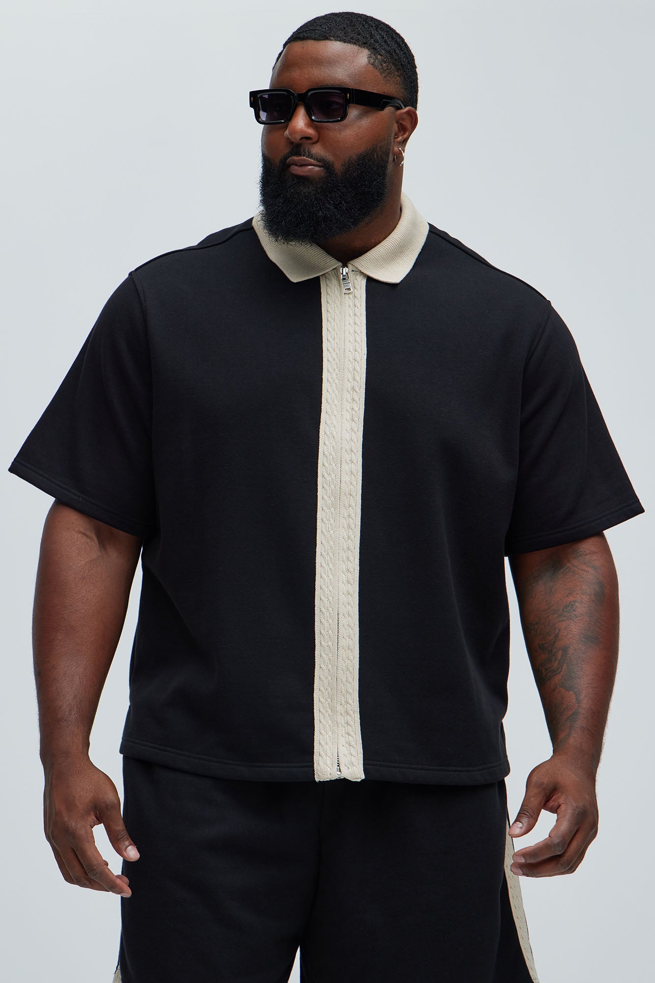 Luka Zipper Shirt - Black/combo Fashion Nova