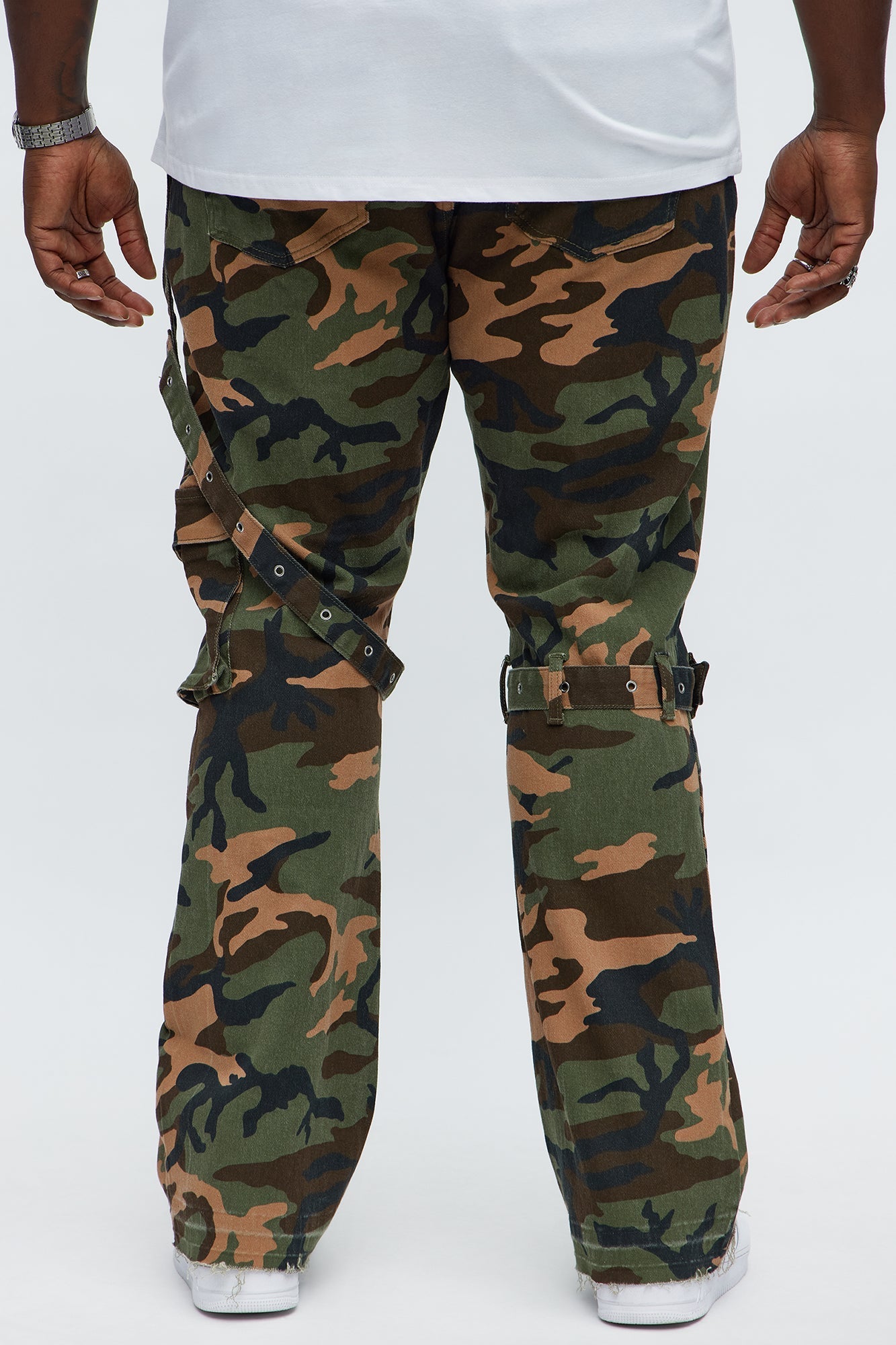Strap Me Up Stacked Skinny Flare Jeans - Camouflage Fashion Nova