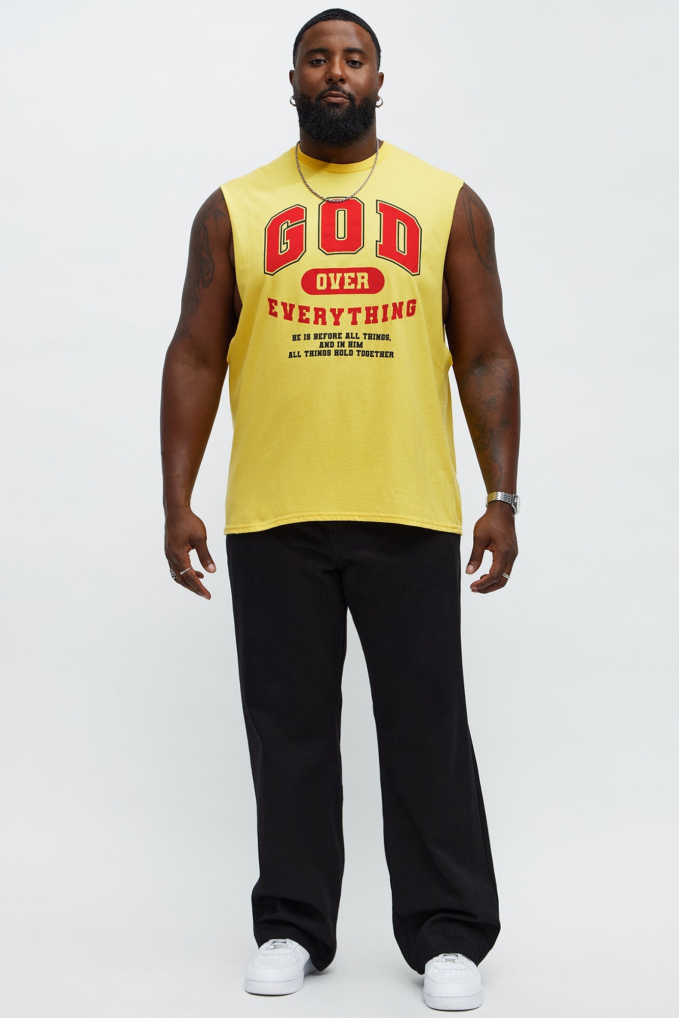 God Over Everything Muscle Tee - Yellow Fashion Nova