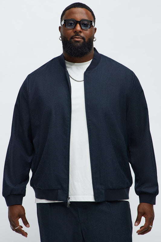 Slim Modern Two-Way Zipper Everyday Bomber - Navy Fashion Nova